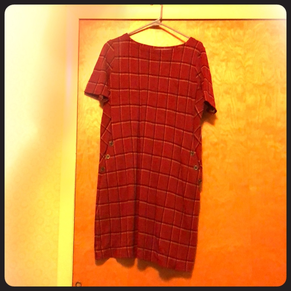 J. Jill medium ponte red plaid dress - medium